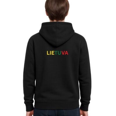 Džemperis „LIETUVA“ su trispalvės spalvų užrašu – patriotiškas unisex džemperis