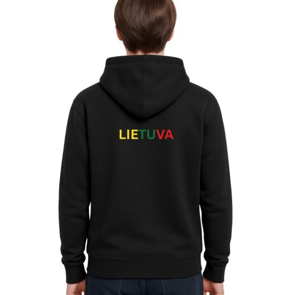Džemperis „LIETUVA“ su trispalvės spalvų užrašu – patriotiškas unisex džemperis