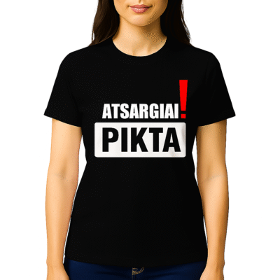 atsargiai pikta juodi Marškinėliai ATSARGIAI!PIKTA